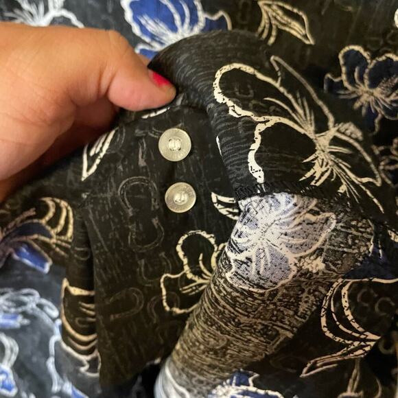 Vintage Roper Blue Floral Hawaiian Button Down - Picture 2 of 8